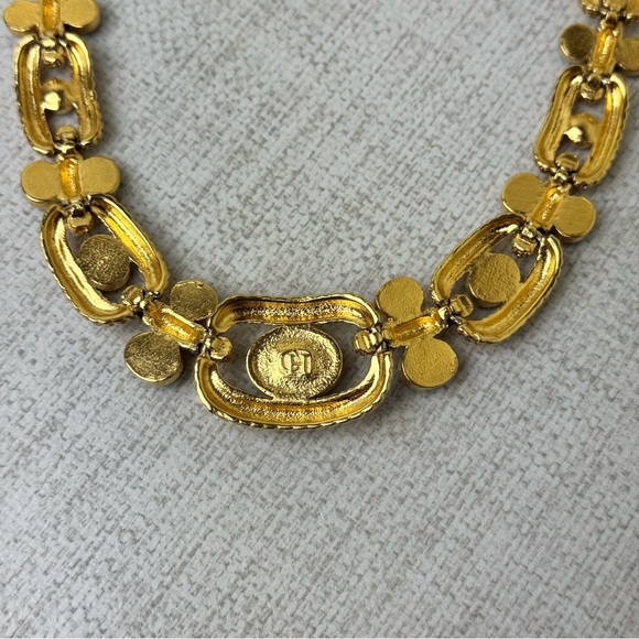 Vintage Byzantine style Mogul Gold Tone CH Carolina Herrera Statement Necklace - Picture 6 of 10